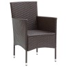Ensemble à dîner de jardin avec coussins 3 pcs poly rotin brun 