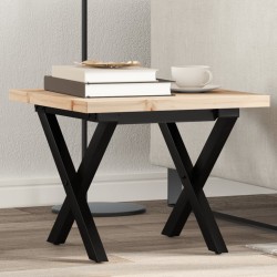 Table basse cadre en X 50x50x35,5cm bois de pin massif et acier 