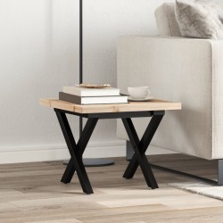 Table basse cadre en X 50x50x35,5cm bois de pin massif et acier 