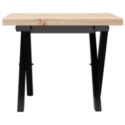Table basse cadre en X 50x50x35,5cm bois de pin massif et acier 
