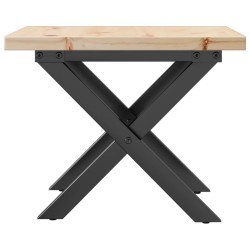 Table basse cadre en X 50x50x35,5cm bois de pin massif et acier 