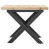 Table basse cadre en X 50x50x35,5cm bois de pin massif et acier 