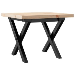Table basse cadre en X 50x50x35,5cm bois de pin massif et acier 