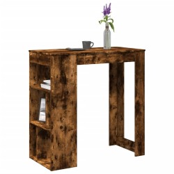Table de bar avec étagères chêne fumé bois d'ingénierie 