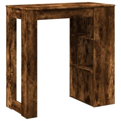 Table de bar avec étagères chêne fumé bois d'ingénierie 