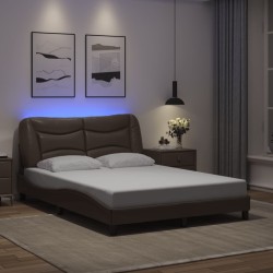 Cadre de lit avec LED sans matelas marron 140x200 cm 