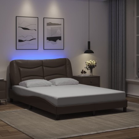 Cadre de lit avec LED sans matelas marron 140x200 cm 