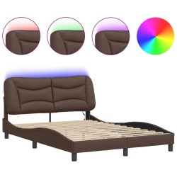 Cadre de lit avec LED sans matelas marron 140x200 cm 