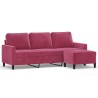 Canapé à 3 places et repose-pieds Rouge bordeaux 180 cm Velours 
