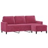 Canapé à 3 places et repose-pieds Rouge bordeaux 180 cm Velours 