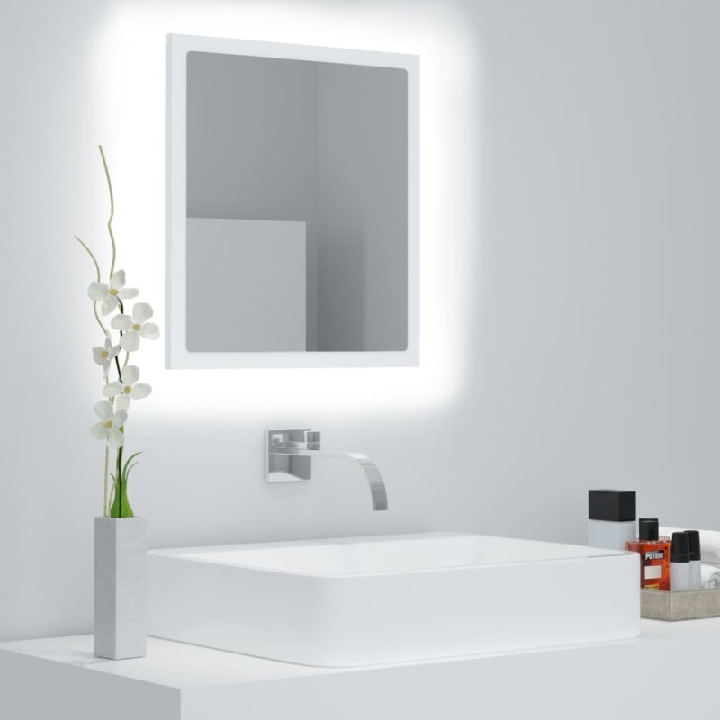 Miroir à LED de salle de bain Blanc 40x8,5x37 cm Acrylique 