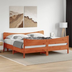 Cadre de lit sans matelas cire marron 200x200cm bois pin massif 