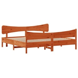 Cadre de lit sans matelas cire marron 200x200cm bois pin massif 