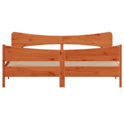 Cadre de lit sans matelas cire marron 200x200cm bois pin massif 