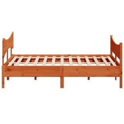 Cadre de lit sans matelas cire marron 200x200cm bois pin massif 