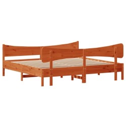 Cadre de lit sans matelas cire marron 200x200cm bois pin massif 