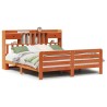 Lit bibliothèque sans matelas cire marron 180x200 cm pin massif 