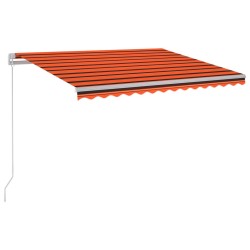 Auvent manuel rétractable avec LED 300x250 cm Orange et marron 