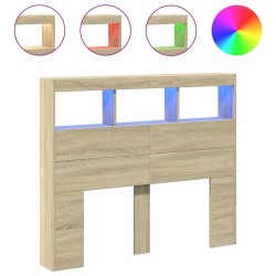 Armoire tête de lit avec LED chêne sonoma 120x17x102 cm 