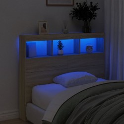 Armoire tête de lit avec LED chêne sonoma 120x17x102 cm 