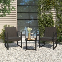 Fauteuil de jardin avec coussin Noir Résine tressée 