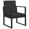 Fauteuil de jardin avec coussin Noir Résine tressée 