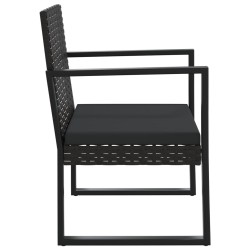 Fauteuil de jardin avec coussin Noir Résine tressée 