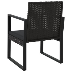 Fauteuil de jardin avec coussin Noir Résine tressée 