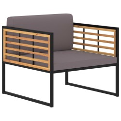 Chaises de jardin et coussins lot de 2 Bois d'acacia Gris foncé 