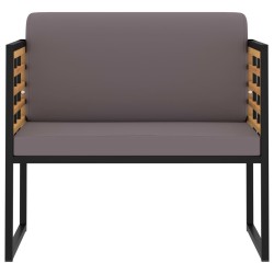 Chaises de jardin et coussins lot de 2 Bois d'acacia Gris foncé 
