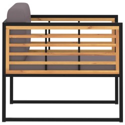 Chaises de jardin et coussins lot de 2 Bois d'acacia Gris foncé 