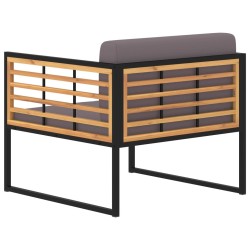 Chaises de jardin et coussins lot de 2 Bois d'acacia Gris foncé 