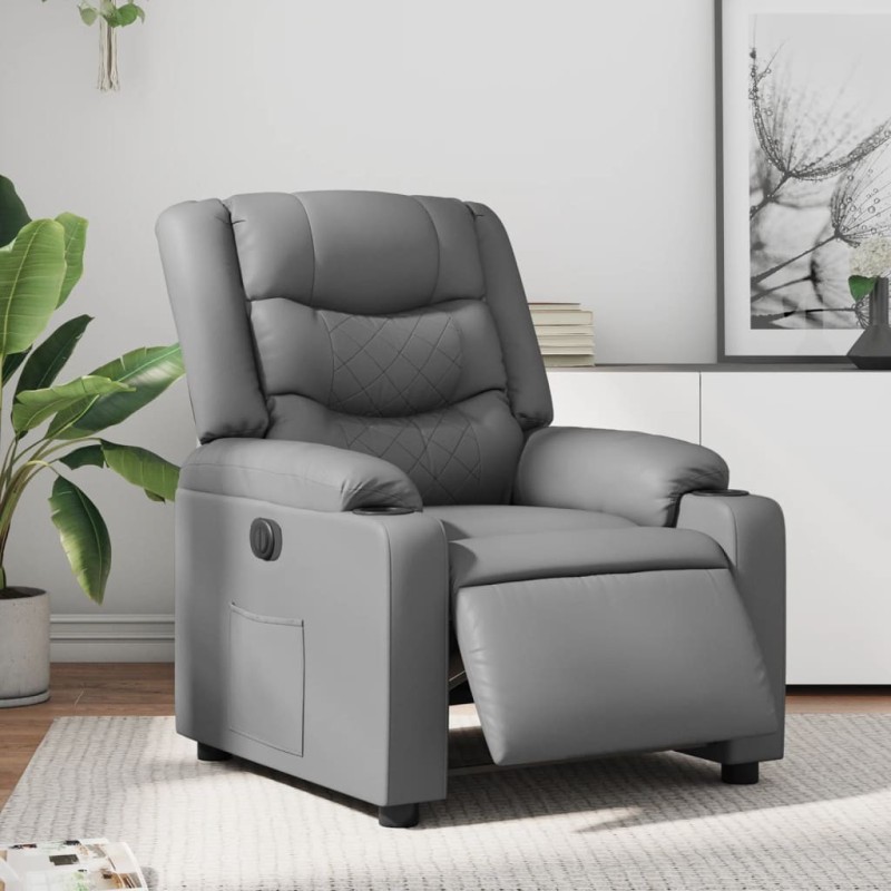 Fauteuil inclinable électrique Gris Similicuir 