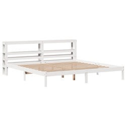 Cadre de lit sans matelas blanc 180x200 cm bois massif de pin 