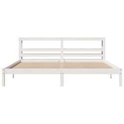 Cadre de lit sans matelas blanc 180x200 cm bois massif de pin 