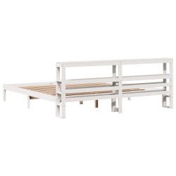 Cadre de lit sans matelas blanc 180x200 cm bois massif de pin 