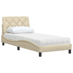 Lit avec matelas crème 80x200 cm tissu 