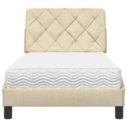 Lit avec matelas crème 80x200 cm tissu 