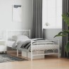 Cadre de lit métal sans matelas et pied de lit blanc 100x200 cm 