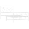 Cadre de lit métal sans matelas et pied de lit blanc 100x200 cm 