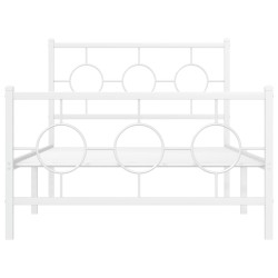Cadre de lit métal sans matelas et pied de lit blanc 100x200 cm 