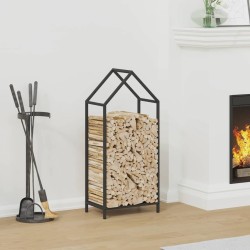 Portant de bois chauffage noir 40x25x90 cm 