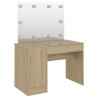Table de maquillage avec éclairage LED 110x55x145 cm MDF Chêne 