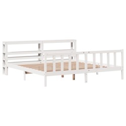Cadre de lit sans matelas blanc 180x200 cm bois massif de pin 