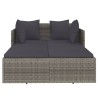 Chaise longue avec coussins gris 182x118x63 cm résine tressée 