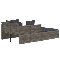 Chaise longue avec coussins gris 182x118x63 cm résine tressée 