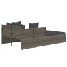 Chaise longue avec coussins gris 182x118x63 cm résine tressée 