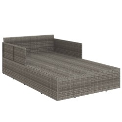 Chaise longue avec coussins gris 182x118x63 cm résine tressée 