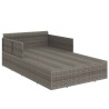 Chaise longue avec coussins gris 182x118x63 cm résine tressée 