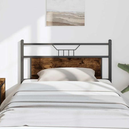 Tête de lit chêne fumé 100 cm bois d'ingénierie et acier 